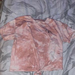 Pink tie dyed, low cut t-shirt